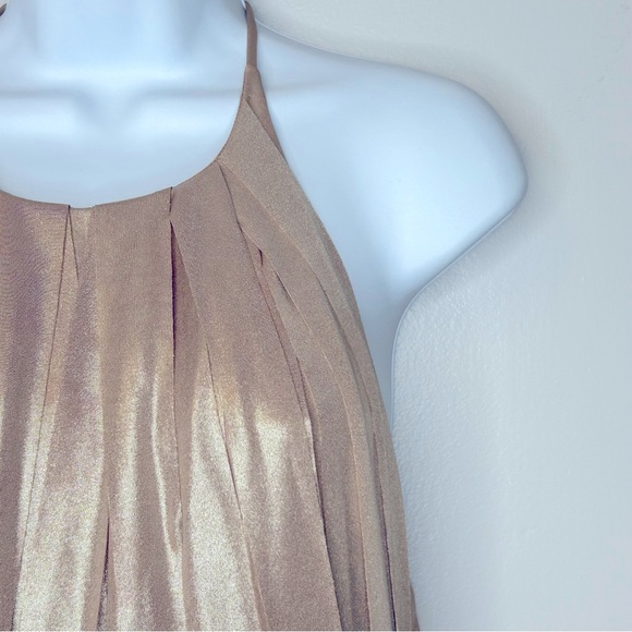Halston Heritage Gold Metallic Carwash Dress Size M - Picture 7 of 15